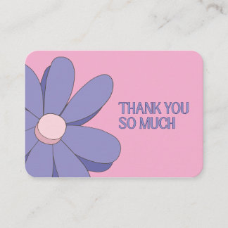 Notas Cartão de Agradecimento Flor Rosa Pastel e Periwin
