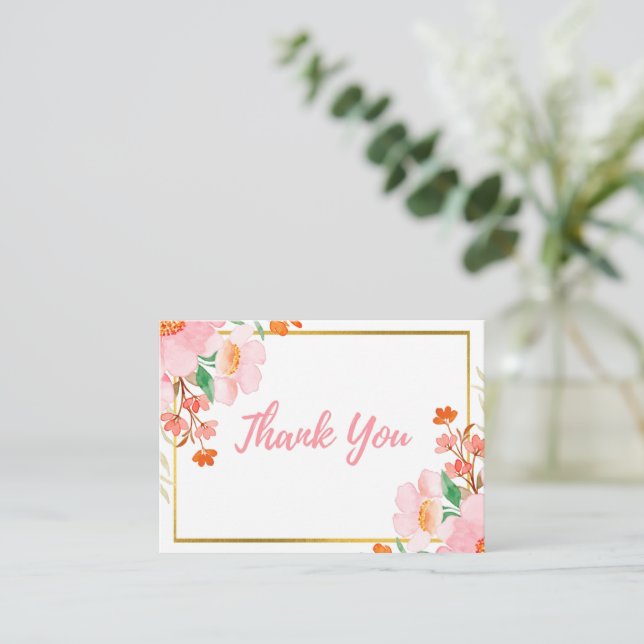Notas Cartão de Agradecimento Floral Simples (Em pé/Frente)