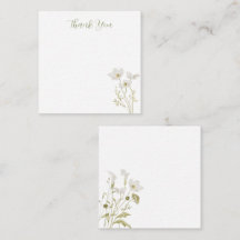 Cartão de Agradecimento Jardim Floral Branco em Fl