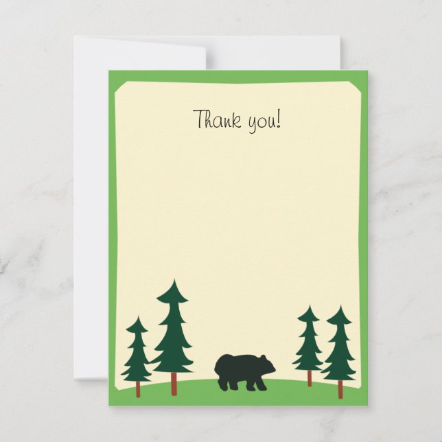 Notas Cartão de agradecimento plano rústico BLACK BEAR (Frente)