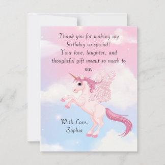Notas Cartão de Agradecimento Unicórnio Pegasus Rosa