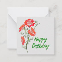 Cartão de aniversário com flores laranja