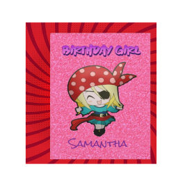Notas Cartão de Aniversário de Menina Pirata Rosa Pastel