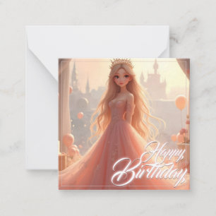 Notas Cartão de Aniversário de Princesa em Rosa