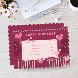 Notas Cartão de Aniversário Elegante com Creme e Rosa – 