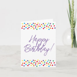 Notas Cartão de Aniversário Feliz de Confetti Roxo (dent