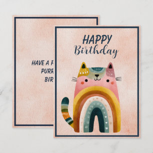Notas Cartão de aniversário plano com gato abstrato gord