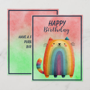 Notas Cartão de Aniversário Plano com Gato Abstrato Gord