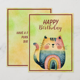 Notas Cartão de aniversário plano com gato abstrato gord