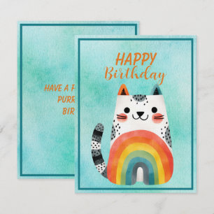 Notas Cartão de Aniversário Plano com Gato Abstrato Gord