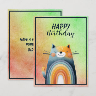 Notas Cartão de Aniversário Plano com Gato Abstrato Gord