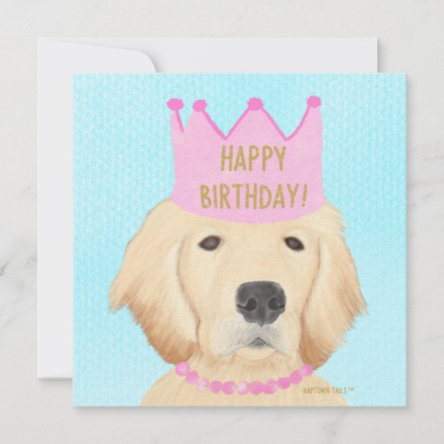 Notas Cartão de Aniversário Princesa Golden Retriever (Frente)