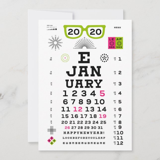 Notas Cartão de Ano Novo Eyechart 2020 (Frente)