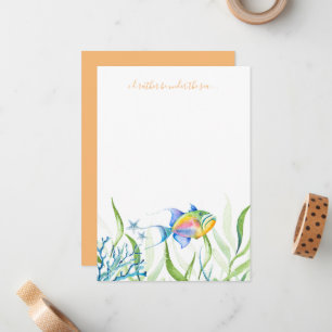 Notas Cartão de Anotação de Aquarela para Peixes Tropica