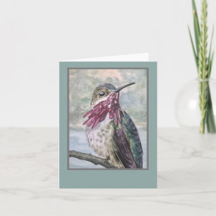 Notas Cartão de anotação de Hummingbird com Aquarela. Ar
