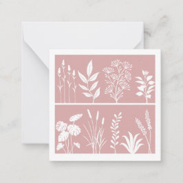 Notas Cartão de Arte com Faixa de Silhueta de Planta Ros