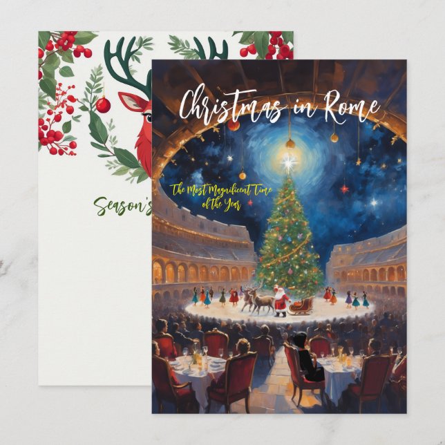 Notas Cartão de Boas Festas "Natal Longe de Casa em Roma (Frente/Verso)