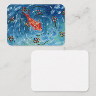 Notas Cartão de Boas-Vindas em Aquarela com Peixe Koi