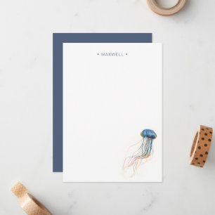 Notas Cartão de Carta Azul-Jelly Peixe