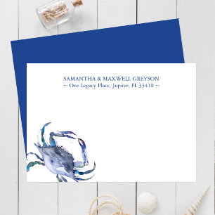 Notas Cartão de Carta Personalizado de Caranguejo Azul
