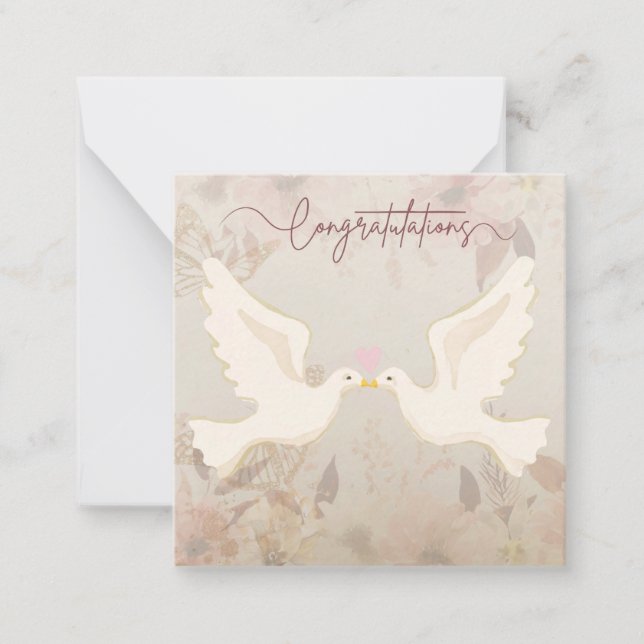 Notas Cartão de Casamento de Parabéns para Flores Elegan (Frente)