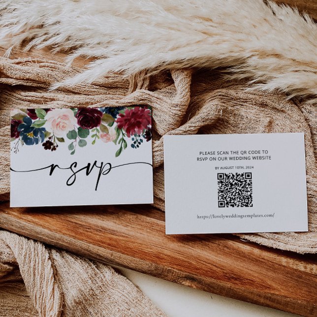 Notas Cartão de Código de RSVP de Casamento de Boho Burg (Criador carregado)
