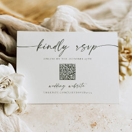 Notas Cartão de Código QR de RSVP Verde Minimalista Simp