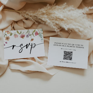 Notas Cartão de Código QR RSVP de Casamento de Flores Se