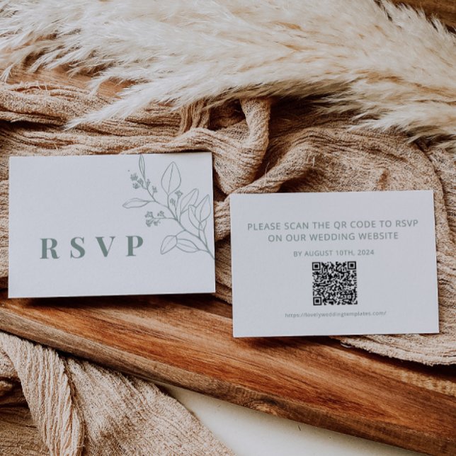 Notas Cartão de Código RSVP RSVP de Casamento Verde de S (Criador carregado)