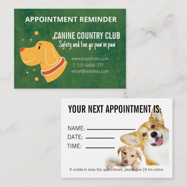 Notas Cartão de Compromisso Comercial do Hotel Dog (Frente/Verso)
