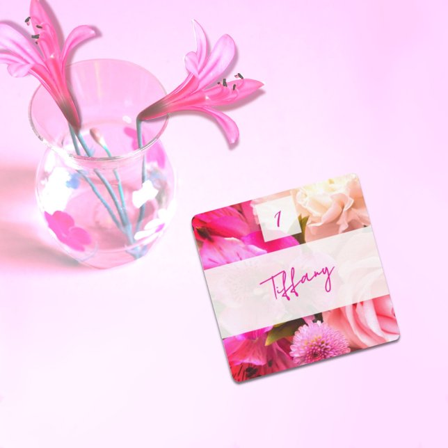 Notas Cartão de Definição de Assento Fuchsia Florals (Criador carregado)