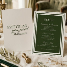 Notas Cartão de Detalhes de Casamento Elegante em Verde