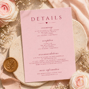 Notas Cartão de Detalhes do Casamento com Tipografia Ros