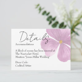 Notas Cartão de Detalhes do Casamento - Tema Floral Roxo