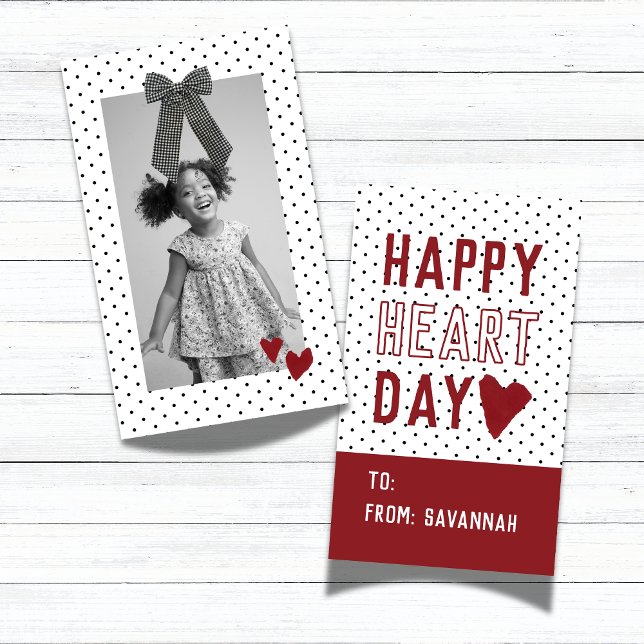 Notas Cartão de Dia dos Corações com Bolinhas para Sala  (Heart Day Polka Dot Valentines Classroom Card)