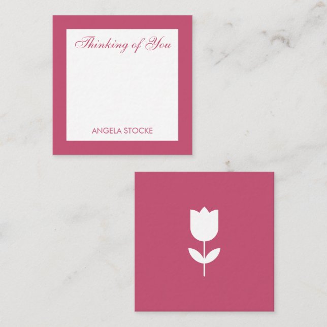 Notas Cartão de Envio de Flor Rosa Simples Personalizado (Frente/Verso)
