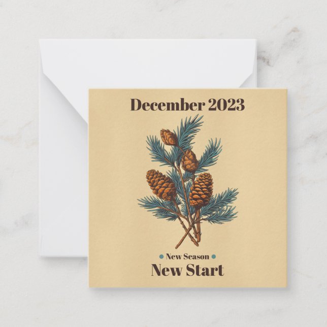 Notas Cartão de felicitações de Dezembro com ramos de ab (Frente)