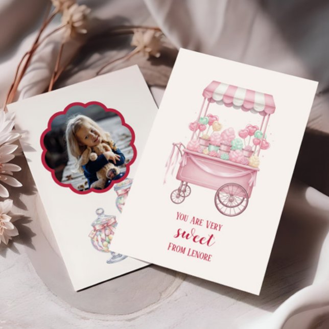 Notas Cartão de Foto de Dia dos Namorados Tema de Doces  (Criador carregado)