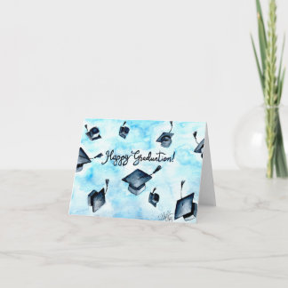 Notas Cartão de graduação de aquarela pintada à mão