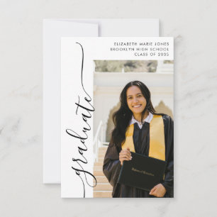 Notas Cartão de Graduação de Foto de Formando Minimalist