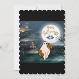 Notas Cartão de Halloween para aranhas de Bat Ghost