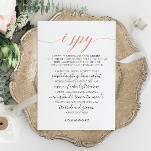 Notas Cartão de Jogo de Caça de Foto de Casamento I Spy