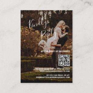 Notas Cartão de Mini RSVP de Foto de Casamento de Código