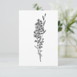 Notas Cartão de nascimento de uma flor de julho, larkspu