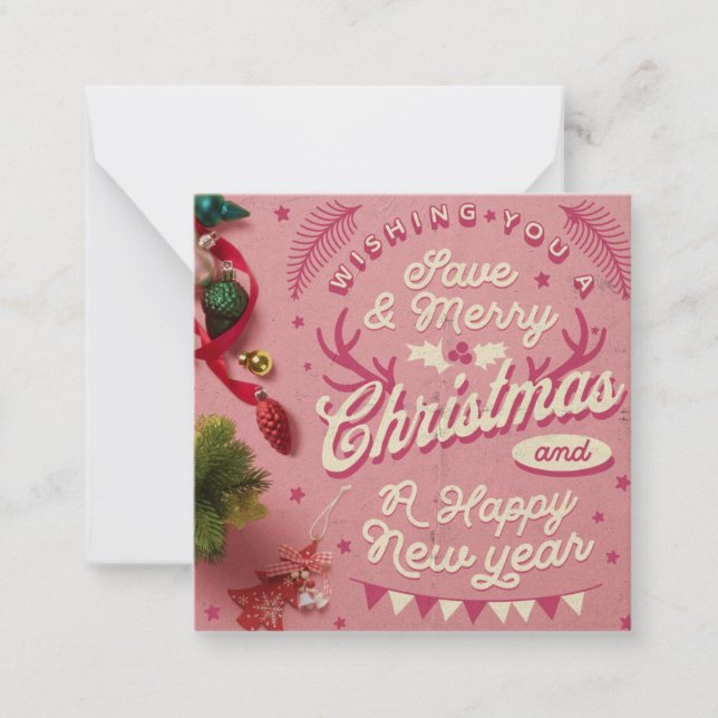 Notas Cartão de Natal clássico, desejando um feliz Natal (Frente)