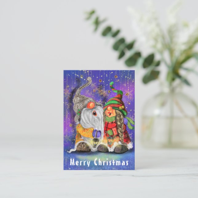 Notas Cartão de Natal com Casal de Gnomos (Em pé/Frente)