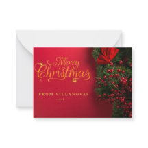 Cartão de Natal Coroa de Natal Vintage Vermelho