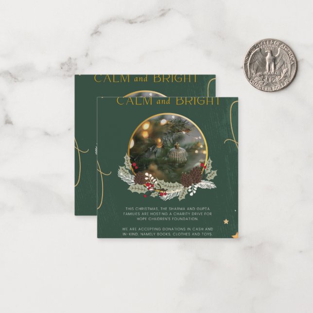 Notas Cartão de Natal de Amêijoa e Verde Brilhante (Frente/Verso In Situ)