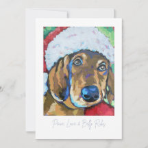 Cartão de Natal de cachorro com chapéu de Papai No