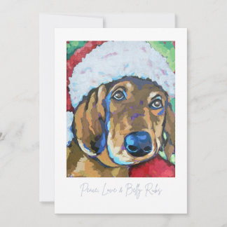 Notas Cartão de Natal de cachorro com chapéu de Papai No